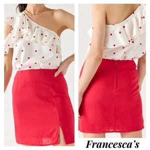 New Francesca's Jayne Front Slit Red Mini Skirt